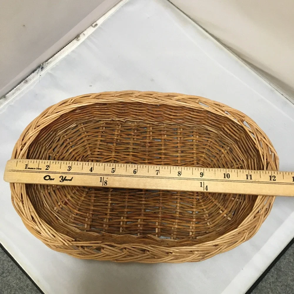 Wicker Basket Unisex Medium Brown Oval Woven Willow Storage Tray Cottagecore